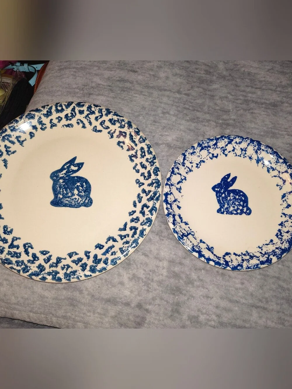 Blue Bunny Pattern Ceramic Dinner Plate - Home Dining